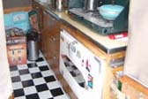 Practical Cooking Counter Area in 1954 Sport Ranger Tent Trailer